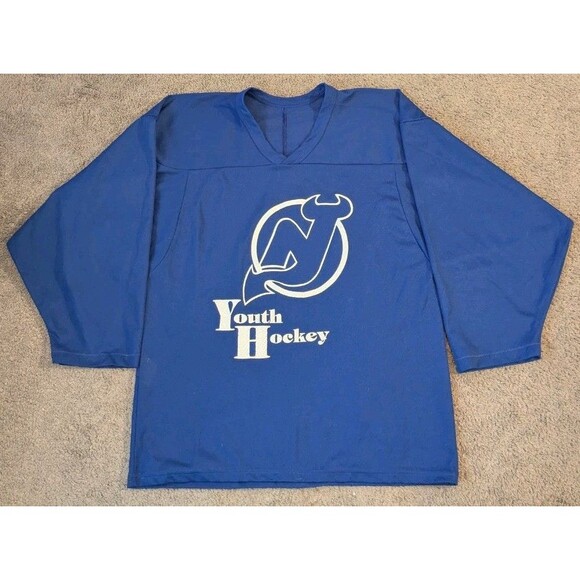 Vintage CCM New Jersey Devils Blue Hockey Jersey Made in Canada Men's Small - Picture 1 of 5